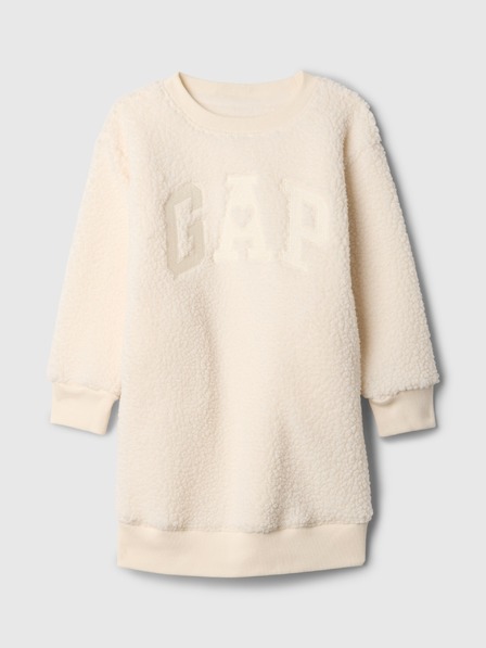 GAP Baby šerpa mikinové šaty s logom GAP