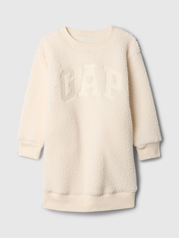 GAP Baby šerpa mikinové šaty s logom GAP