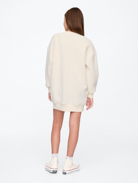 GAP Detské oversize šaty z mikinového materiálu sherpa s logom GAP