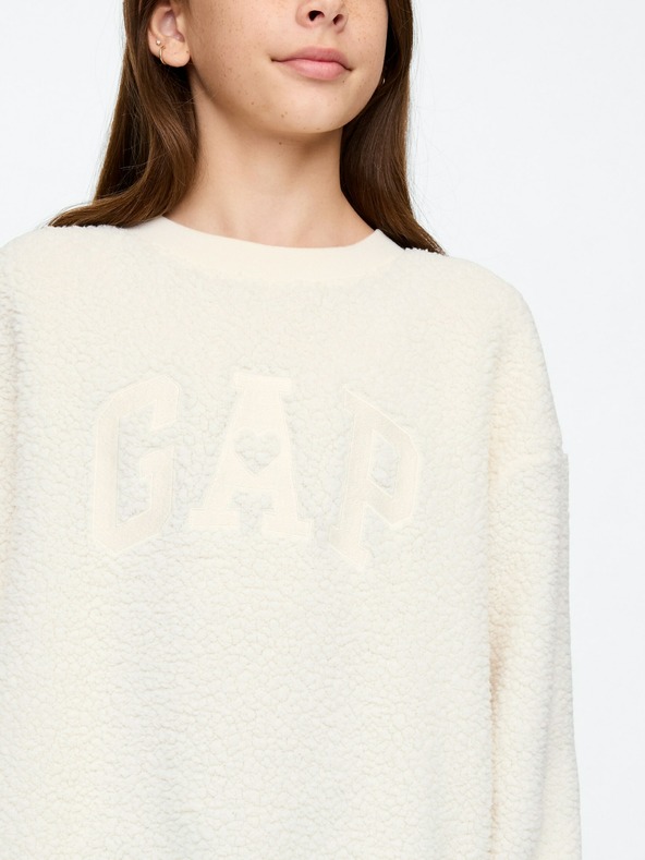 GAP Detské oversize šaty z mikinového materiálu sherpa s logom GAP