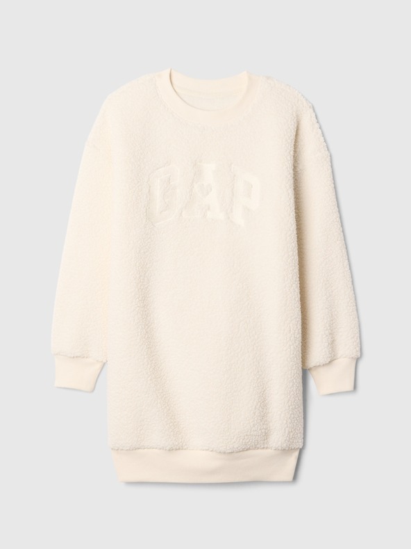 GAP Detské oversize šaty z mikinového materiálu sherpa s logom GAP
