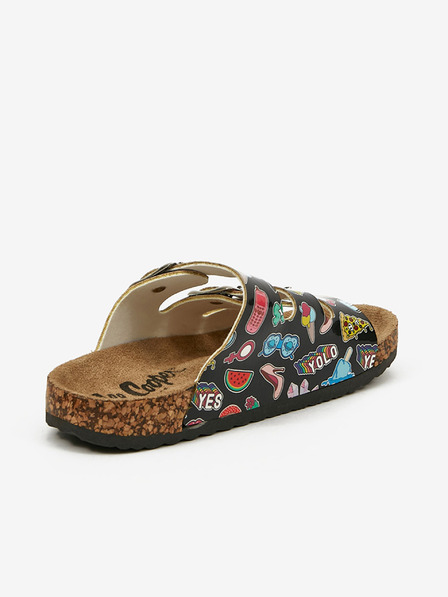 Lee Cooper Čierne dievčenské vzorované papuče Lee Cooper