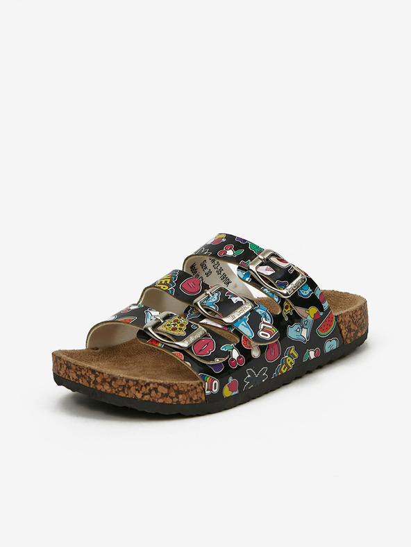 Lee Cooper Čierne dievčenské vzorované papuče Lee Cooper