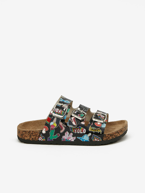 Lee Cooper Čierne dievčenské vzorované papuče Lee Cooper