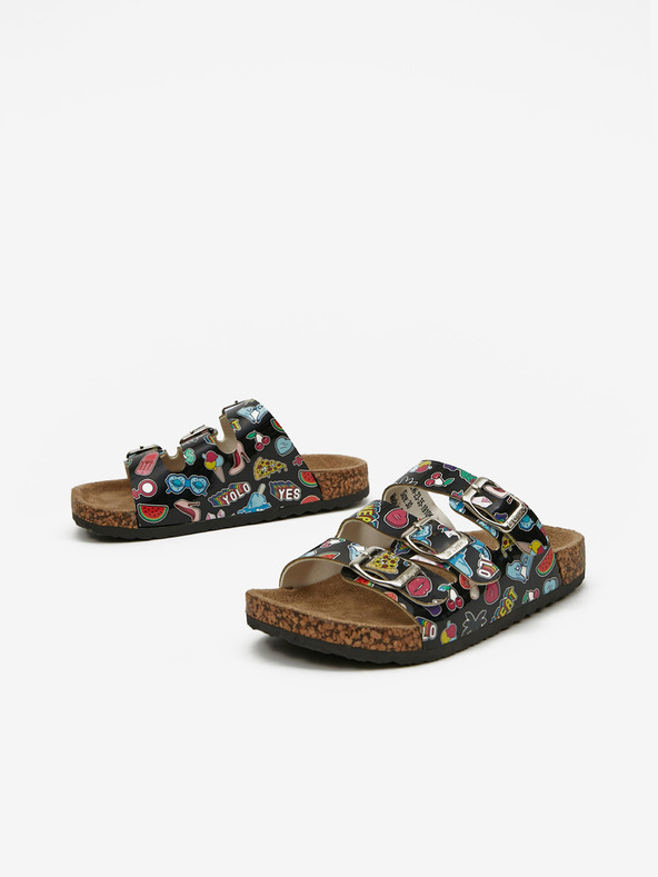 Lee Cooper Čierne dievčenské vzorované papuče Lee Cooper