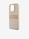 DKNY PU kožený zadný kryt s opakujúcim sa vzorom Tonal Stripe pre iPhone 15 Pro Max Pink DKNY