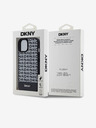 DKNY PU kožený zadný kryt Repeat Pattern Bottom Stripe MagSafe pre iPhone 15 Black DKNY