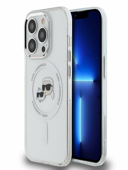 Karl Lagerfeld Karl Lagerfeld IML K&CH Heads Metal Frame MagSafe zadný kryt pre iPhone 15 Pro Transparent