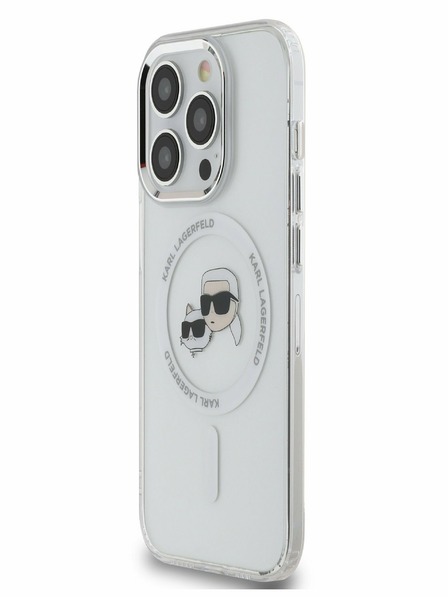 Karl Lagerfeld Karl Lagerfeld IML K&CH Heads Metal Frame MagSafe zadný kryt pre iPhone 15 Pro Transparent