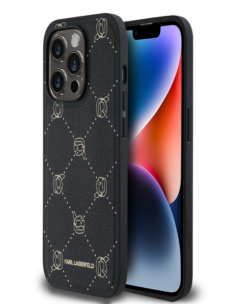 Karl Lagerfeld PU Karl Heads Pattern Magsafe zadný kryt pre iPhone 14 Pro Max Black Karl Lagerfeld