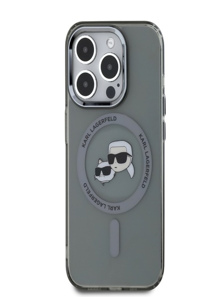 Karl Lagerfeld Karl Lagerfeld IML K&CH Heads Metal Frame MagSafe zadný kryt pre iPhone 15 Pro Max čierny