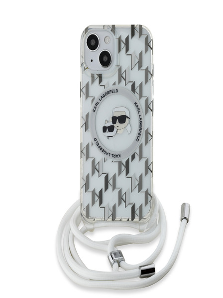 Karl Lagerfeld Karl Lagerfeld IML Monogram Crossbody K&CH Heads MagSafe zadný kryt pre iPhone 15 priehľadný