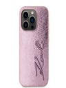 Karl Lagerfeld Zmačkaný zadný kryt PU Signature Logo pre iPhone 15 Pro Pink Karl Lagerfeld