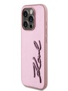 Karl Lagerfeld Zmačkaný zadný kryt PU Signature Logo pre iPhone 15 Pro Pink Karl Lagerfeld