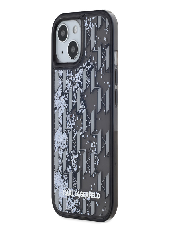 Karl Lagerfeld Zadný kryt Liquid Glitter Monogram Gradient pre iPhone 15 Black Karl Lagerfeld