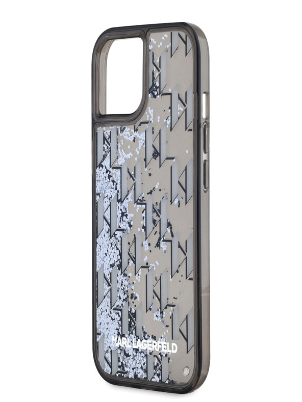 Karl Lagerfeld Zadný kryt Liquid Glitter Monogram Gradient pre iPhone 15 Black Karl Lagerfeld