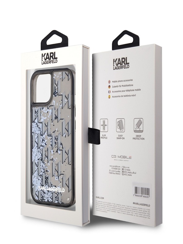 Karl Lagerfeld Zadný kryt Liquid Glitter Monogram Gradient pre iPhone 15 Black Karl Lagerfeld