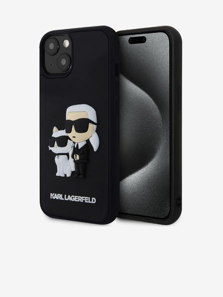 Karl Lagerfeld 3D gumový zadný kryt Karl and Choupette pre iPhone 14 čierny Karl Lagerfeld