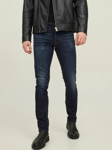 Jack & Jones Tmavomodré pánske džínsy úzkeho strihu Jack & Jones Glenn