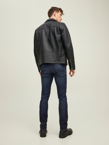 Jack & Jones Tmavomodré pánske džínsy úzkeho strihu Jack & Jones Glenn