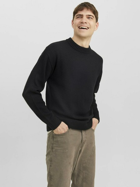 Jack & Jones Čierny pánsky sveter Jack & Jones Jack