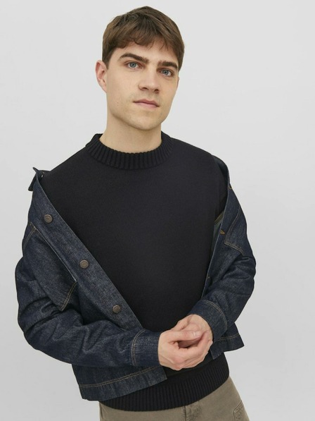 Jack & Jones Čierny pánsky sveter Jack & Jones Jack
