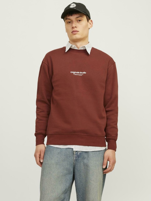Jack & Jones Hnedá pánska mikina Jack & Jones JORVESTERBRO