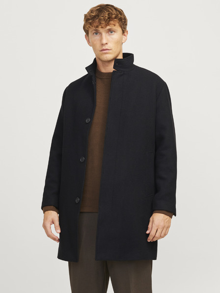 Jack & Jones Čierny pánsky kabát Jack & Jones Wilson