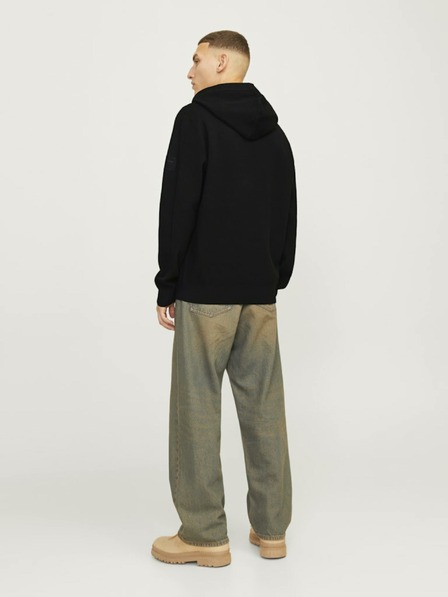 Jack & Jones Čierny pánsky sveter Jack & Jones Aero s kapucňou