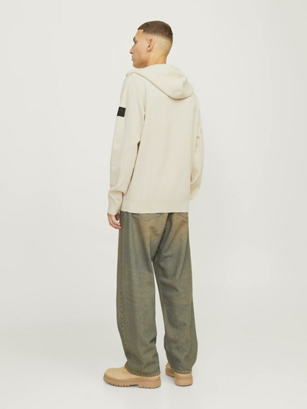 Jack & Jones Krémový pánsky sveter Jack & Jones Aero s kapucňou