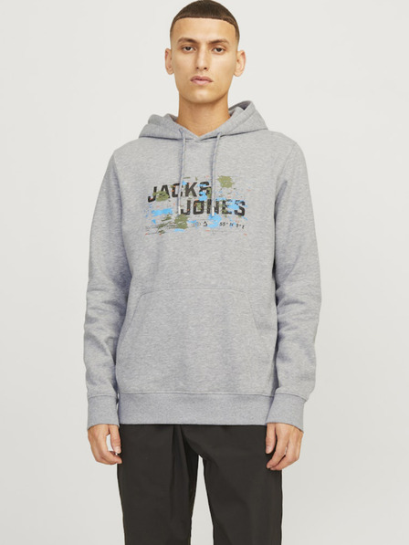 Jack & Jones Svetlošedá pánska mikina Jack & Jones Outdoor Hoodie