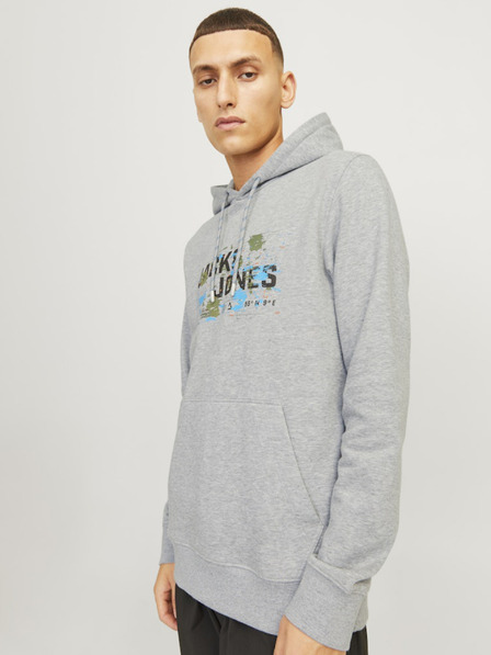 Jack & Jones Svetlošedá pánska mikina Jack & Jones Outdoor Hoodie
