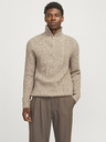 Jack & Jones Béžová Pánsky sveter Jack & Jones Blunorth Zip