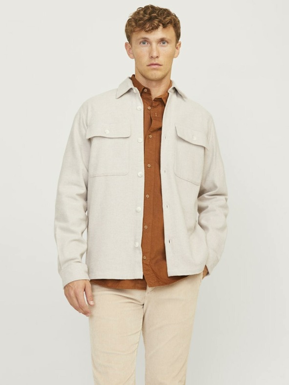 Jack & Jones Jack & Jones Raymond pánska béžová ľahká košeľová bunda