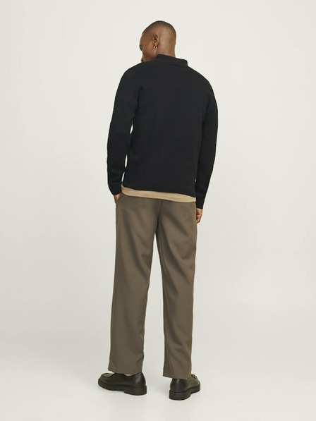 Jack & Jones Čierny pánsky sveter Jack & Jones Milano na zips