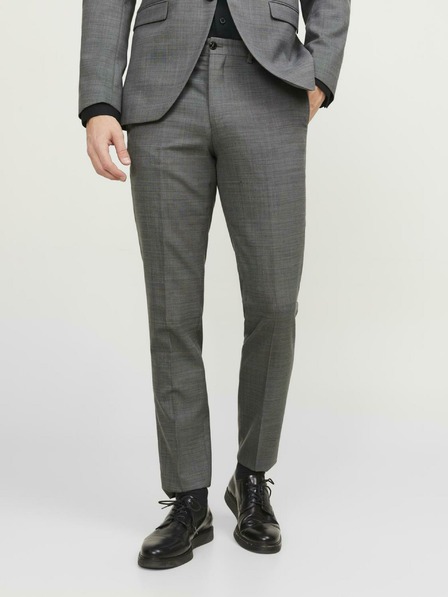 Jack & Jones Tmavosivé pánske oblekové nohavice Jack & Jones Solaris zo zmesi vlny