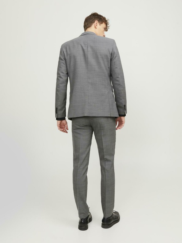 Jack & Jones Tmavosivé pánske oblekové nohavice Jack & Jones Solaris zo zmesi vlny