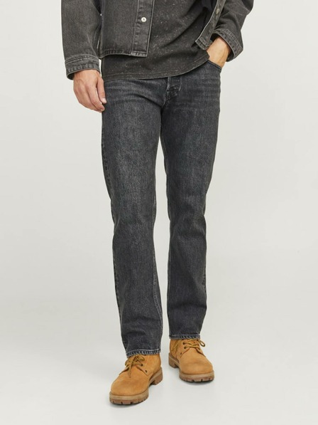 Jack & Jones Čierne pánske džínsy rovného strihu Jack & Jones Chris