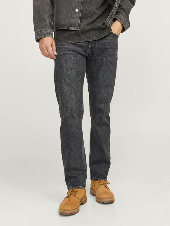Jack & Jones Čierne pánske džínsy rovného strihu Jack & Jones Chris