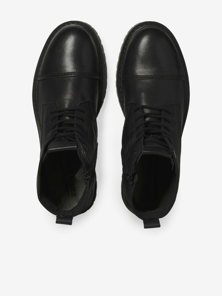 Jack & Jones Čierne pánske kožené členkové topánky Jack & Jones Tremor