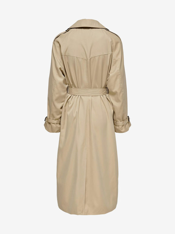 ONLY Béžový voľný kabát so zaväzovaním ONLY Chloe