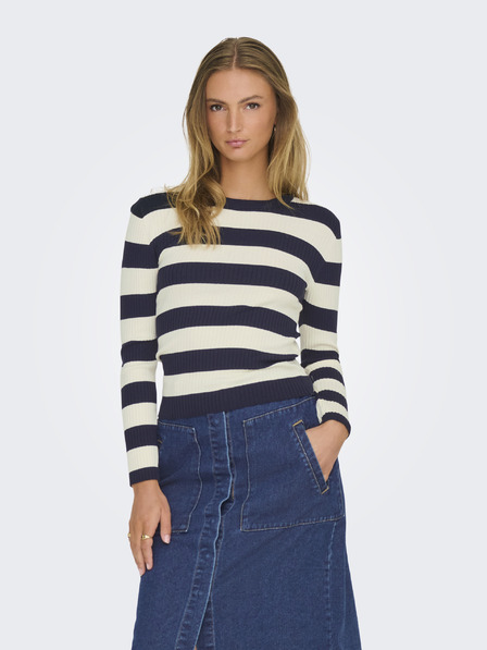 Jacqueline de Yong JDY Plum Beige and Blue Women's Striped Sweater