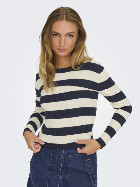 Jacqueline de Yong JDY Plum Beige and Blue Women's Striped Sweater