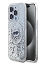 Karl Lagerfeld Karl Lagerfeld Liquid Glitter Choupette Head MagSafe zadný kryt pre iPhone 15 Pro Max Transparent