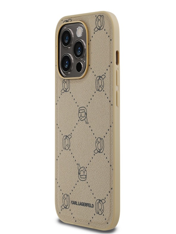 Karl Lagerfeld PU Karl Heads Pattern Magsafe zadný kryt pre iPhone 14 Pro Beige Karl Lagerfeld