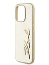 Karl Lagerfeld Zmačkaný zadný kryt PU Signature Logo pre iPhone 15 Pro Max Gold Karl Lagerfeld