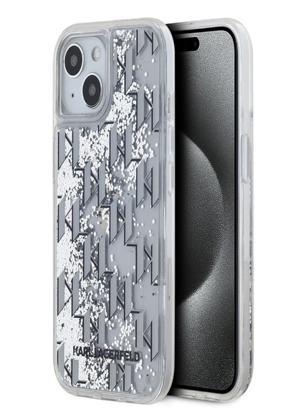 Karl Lagerfeld Zadný kryt Liquid Glitter Monogram Gradient pre iPhone 15 White Karl Lagerfeld