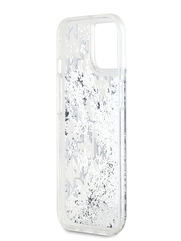 Karl Lagerfeld Zadný kryt Liquid Glitter Monogram Gradient pre iPhone 15 White Karl Lagerfeld