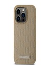 Karl Lagerfeld PU kožený zadný kryt Monogram Metal Logo Magsafe pre iPhone 14 Pro Beige Karl Lagerfeld
