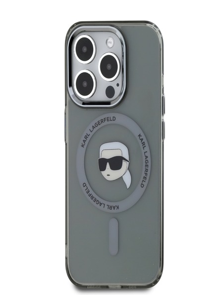 Karl Lagerfeld Karl Lagerfeld IML Karl Head Metal Frame MagSafe zadný kryt pre iPhone 15 Pro čierny